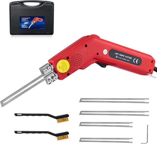 Toemics Electric Hot Knife Foam Cutter – 200W Styrofoam Cutting Tool, 4 Adjustable 50-500°C Blades for Polystyrene, Sponge, Crafts, and Insulation (Red)