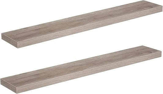 HOOBRO Floating Shelves for Wall, Wall Mounted Shelf Set of 2, 47.2" Hanging Shelf with Invisible Brackets, for Wall Decor Storage in Bathroom Bedroom Kitchen Living Room Office, Greige BG120BJP201