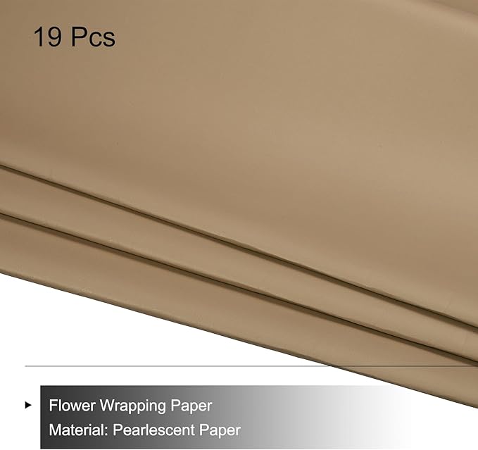 MECCANIXITY Set of 20 Flower Wrapping Paper 22.8x22.8 Inch Waterproof Florists Wrapping Paper for Florist Bouquet Supplies, DIY Crafts, Gift/Gift Box Packaging Brown
