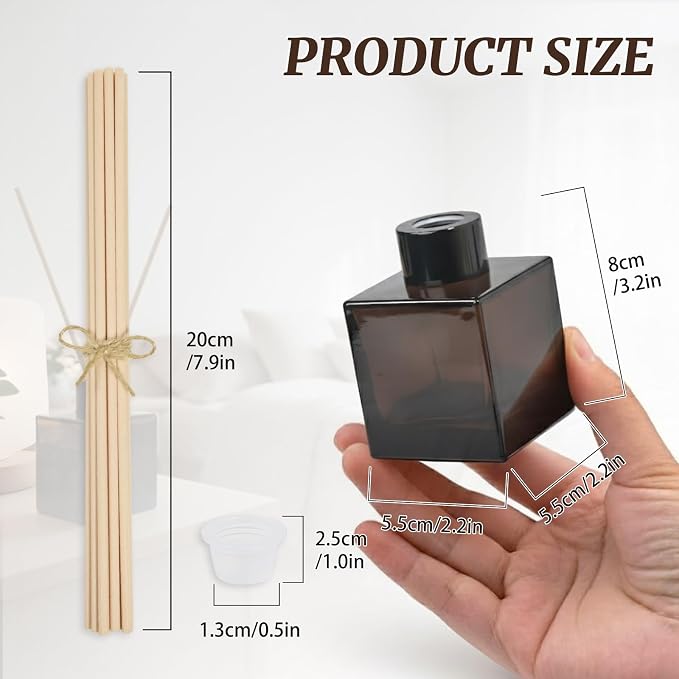 100ml 1pcs Reed Diffuser Bottles,Fragrance Diffuser Empty Bottle with 20pcs Reed Sticks for Home Fragrance Accessories and Women Gift Room,Home,Bathroom Decor