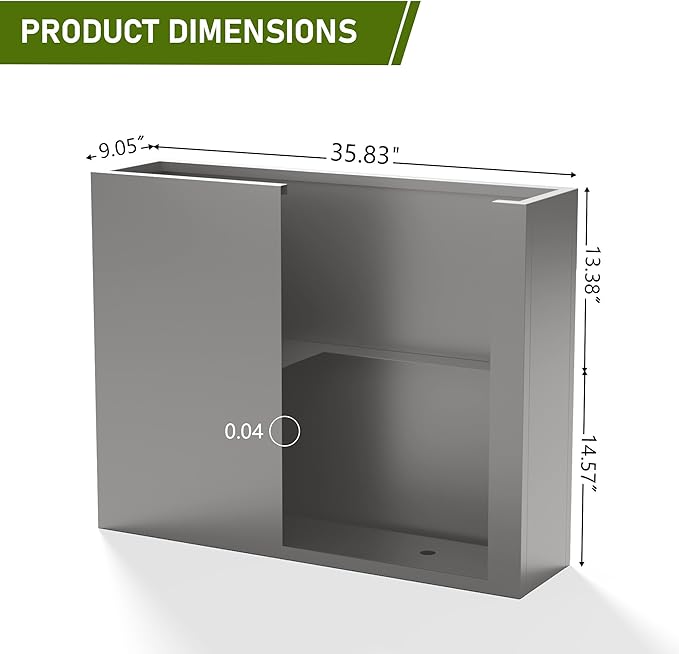 Casaphoriar Metal Planter Box 36"x9"x28", Rectangular Planter with Inner Shelf and Drainage Holes, Perfect for Outdoor Patio and Balcony Decor, Grey