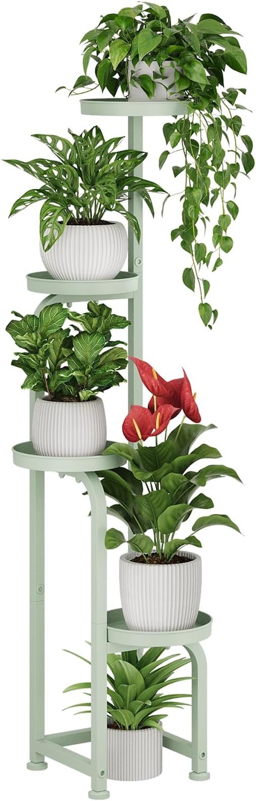 Bamworld Corner Plant Stand Indoor Outdoor, Tall Metal Flower Pot Stands for Multiple Plants, 4 Tier Mint Green Heavy Duty Plant Shelf for Patio Garden Balcony Living Room Bedroom(Patent Design)