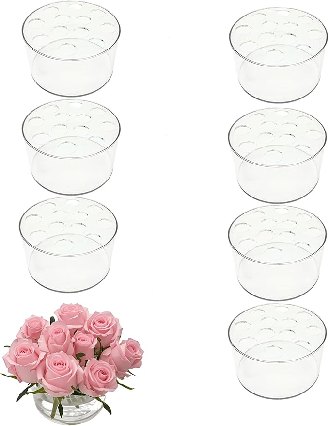8PCS Acrylic Flower Vase for Centerpieces, 5.51" 12 Holes Clear Round Acrylic Flower Vase, for Wedding Birthday Party Table Decor Indoor/Outdoor Events