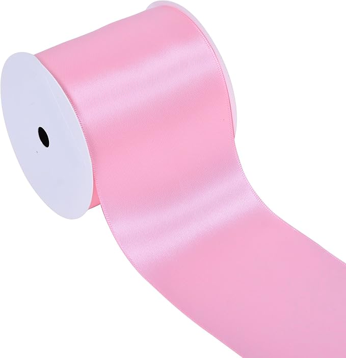 YAMA Pink Double Faced Satin Ribbon, 3 Inch 10 Yards, Great for Crafts Bows Flower Bouquet Wedding Home Decor Gift Wrapping