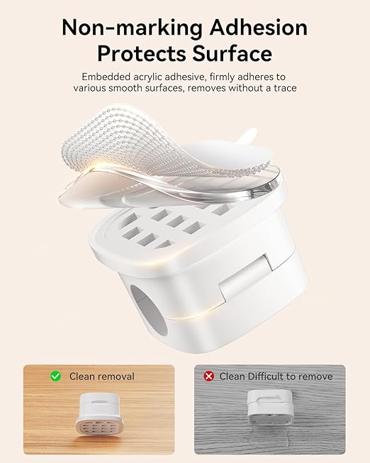 6-Pack Magnetic Cable Clips Cord Organizer-Cables Smooth Adjustable, Rocoren Desk Cable Management Accessories,Cord Holder Clips Wire Holder Keeper for Desktop,Nightstand,Home Office,Workspace,Phone