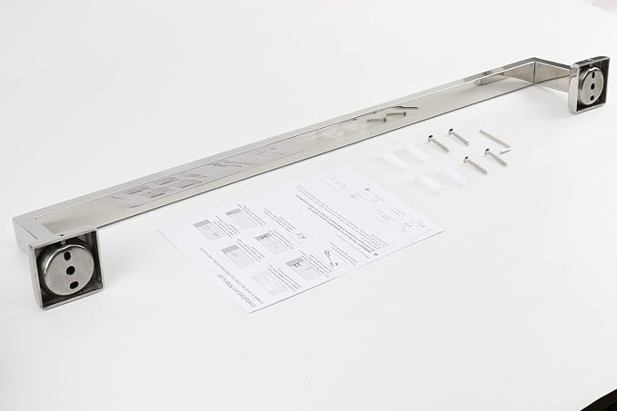 TocTen Bath Towel Rack - Square Base Thicken SUS304 Stainless Steel Towel Bar for Bathroom, Bathroom Accessories Towel Rod Heavy Duty Wall Mounted Towel Holder. (Chrome, 30)