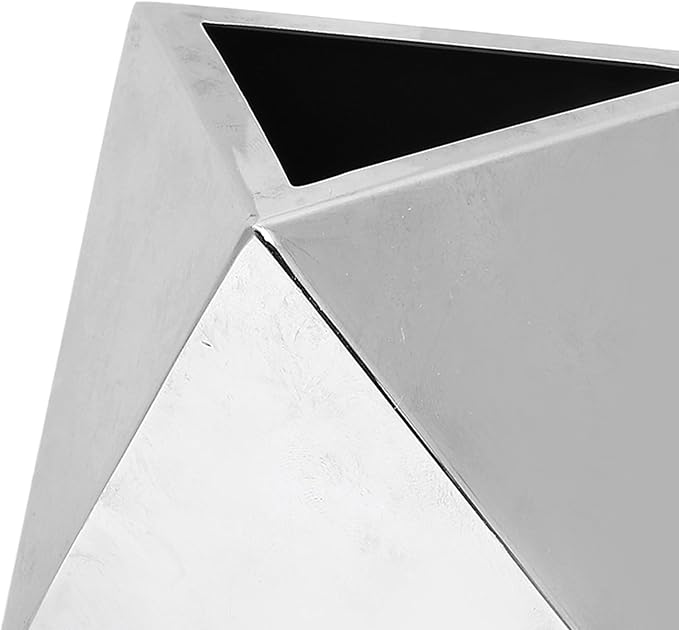 304 Stainless Steel Vase Compact Exquisite Craft Rhombus Design Modern Tabletop Flower Vase for Home Living Room Dinning Room Studio