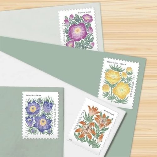 Mountain Flora Flower Forever Postage Stamps - Celebrate Beauty with 100 Stamps in a Roll