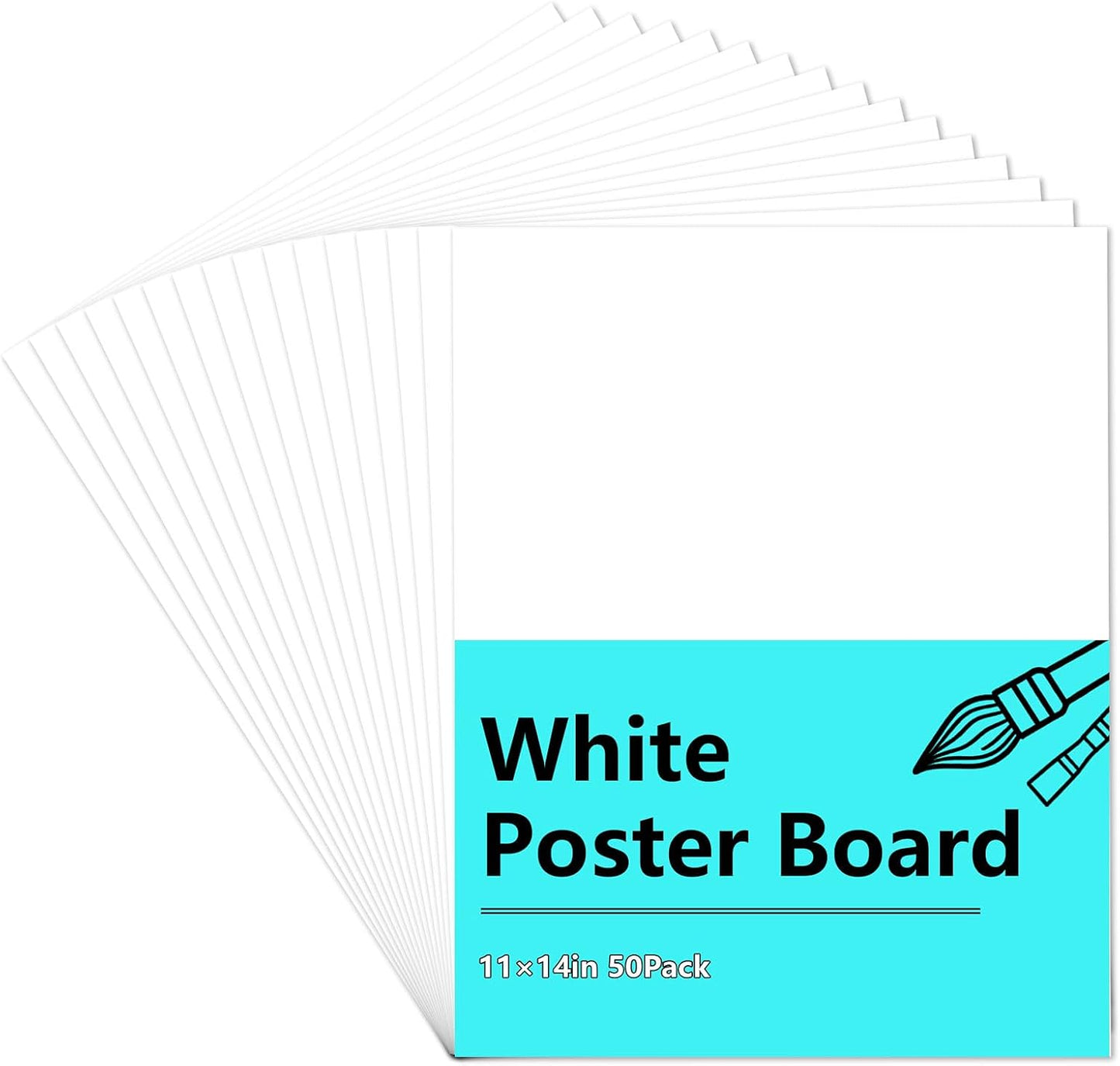 White Poster Boards - 50 Sheets of Heavyweight 300GSM Paper | 11"x14" for Art Displays & School Projects