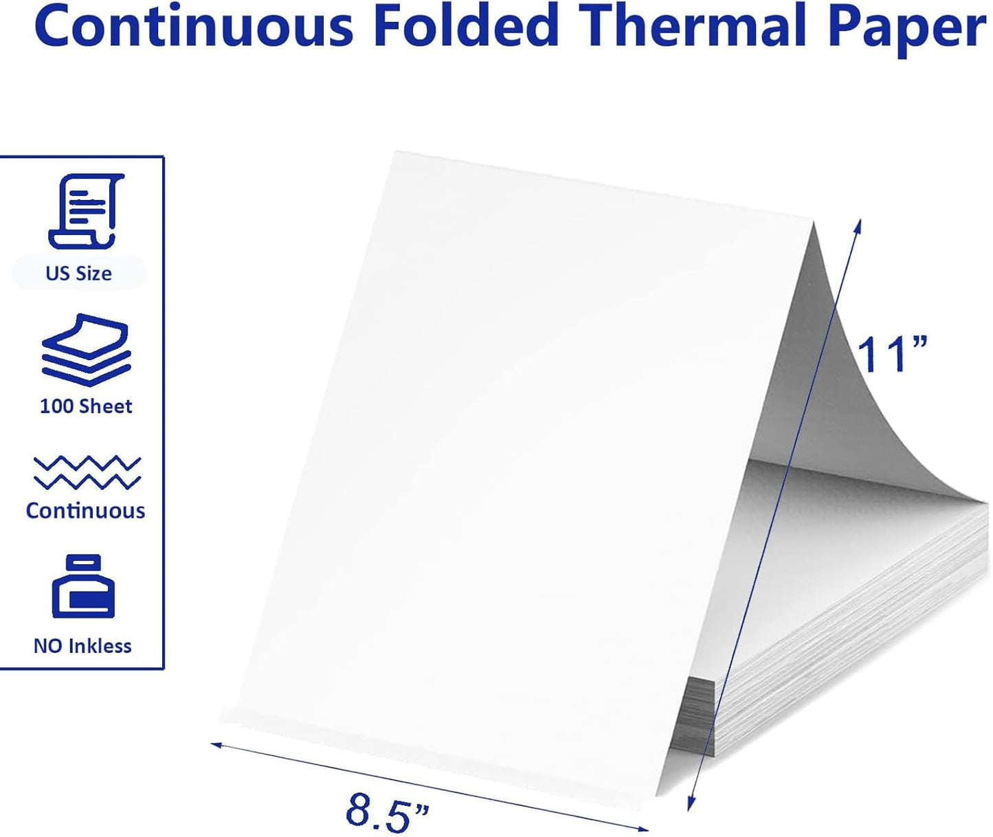 Thermal Paper by [Brand Name] - 100 Sheets US Letter Size 8.5 x 11 Inch for M08F/A40 Printers