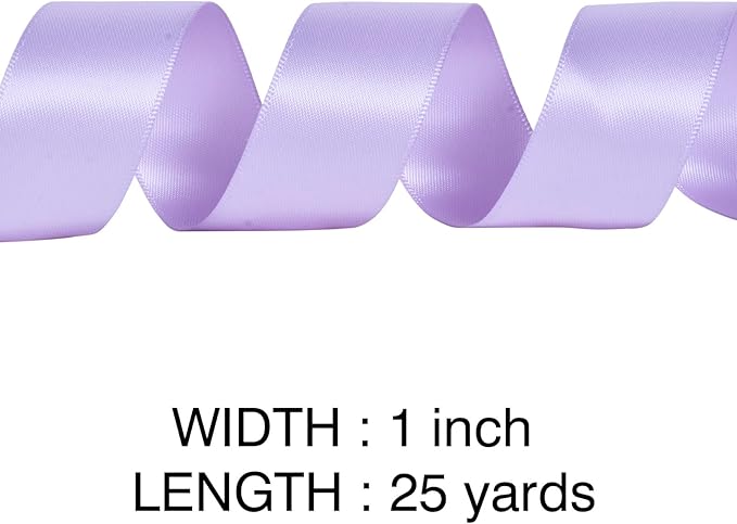 YAMA Light Purple Double Faced Satin Ribbon 1 Inch 25 Yards Lavender Ribbon for Crafts Bows Flower Bouquet Wedding Home Decor Gift Wrapping