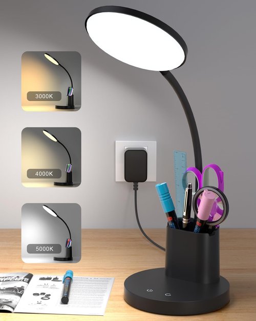 Sailstar LED Desk Lamp - 3 Lighting Modes, 800LM Eye-Caring Light with Touch Control & Pen Holder | Black