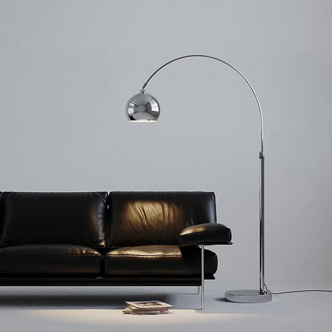 MIXL-Chrome Arc Floor Lamp,Arc Floor Lamps for Living Room,Adjustable Reading Standing Light,Modern Arch Standing Lamp for Bedroom Study Room