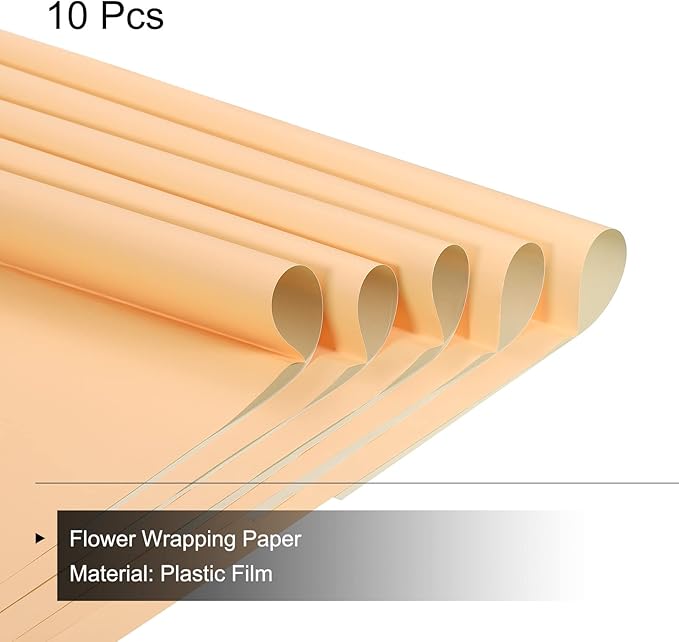 MECCANIXITY 10 Pcs Double Sided Color Flower Wrapping Paper Melon+Cool Brown 22.8"x22.8" Waterproof for Florist Bouquet Supplies, DIY Crafts, Gift Box Packaging