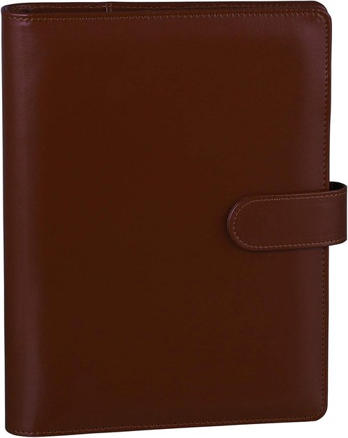 Antner A5 Binder - Refillable Notebook Planner Cover in Brown | PU Leather Personal Organizer with Magnetic Buckle