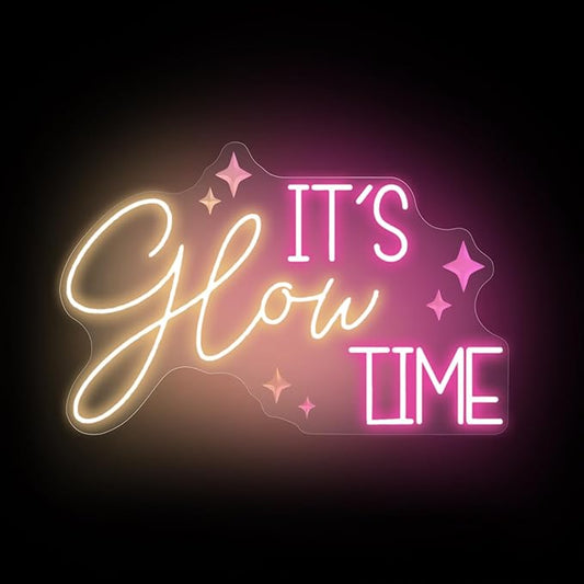 It's Glow Time Neon Sign For Wall Art Decor, Botox Neon Light, Aesthetic Cowgirls Wall Decor, Beauty Salon, Hair Salon Nails Wax Lash Beauty Decoration Wall Neon Sign Aesthetic, Celebrate Party