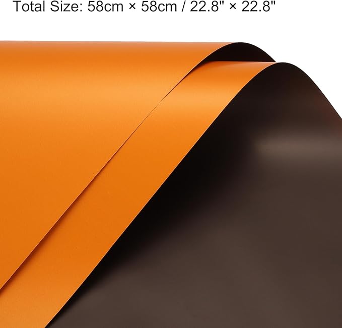MECCANIXITY 20 Pcs Double Sided Color Flower Wrapping Paper Orange+Brown 22.8"x22.8" Waterproof for Florist Bouquet Supplies, DIY Crafts, Gift Box Packaging