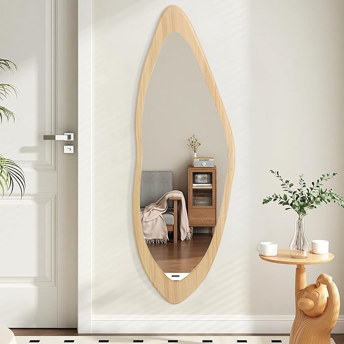 AAZZKANG Asymmetrical Large Mirrors 47"x16" Rustic Irregular Full Length Mirror Decorative Wall Mounted for Bedroom Living Room Hallway