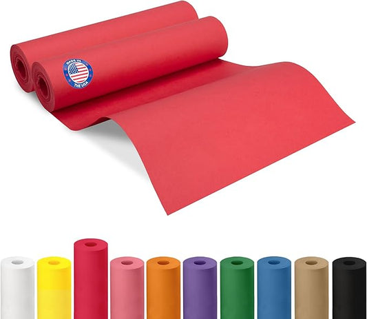12" x 1200" (100 ft) Christmas Red Kraft Paper Roll, Pack of 2 - USA-Made Quality Craft Paper for Gift Wrapping, Kids' Arts & Crafts, School Projects - Natural Material 50lb Thickness by IDL Packaging