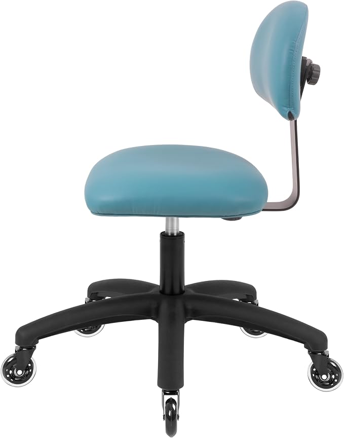 Chair Master FSS Series Square seat (20"-28") seat Height Chair. Vinyl-for Office, Garage, Desk, Shop, Computer, Doctor, Medical, Easy to Clean! NO Footring (Aqua, Medium, Rubber Roller Casters)