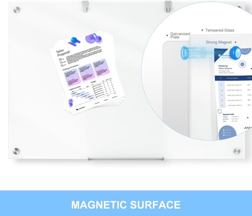 Brilliance Magnetic Glass Dry Erase Board - 36" x 24" Whiteboard for Office, Home & School