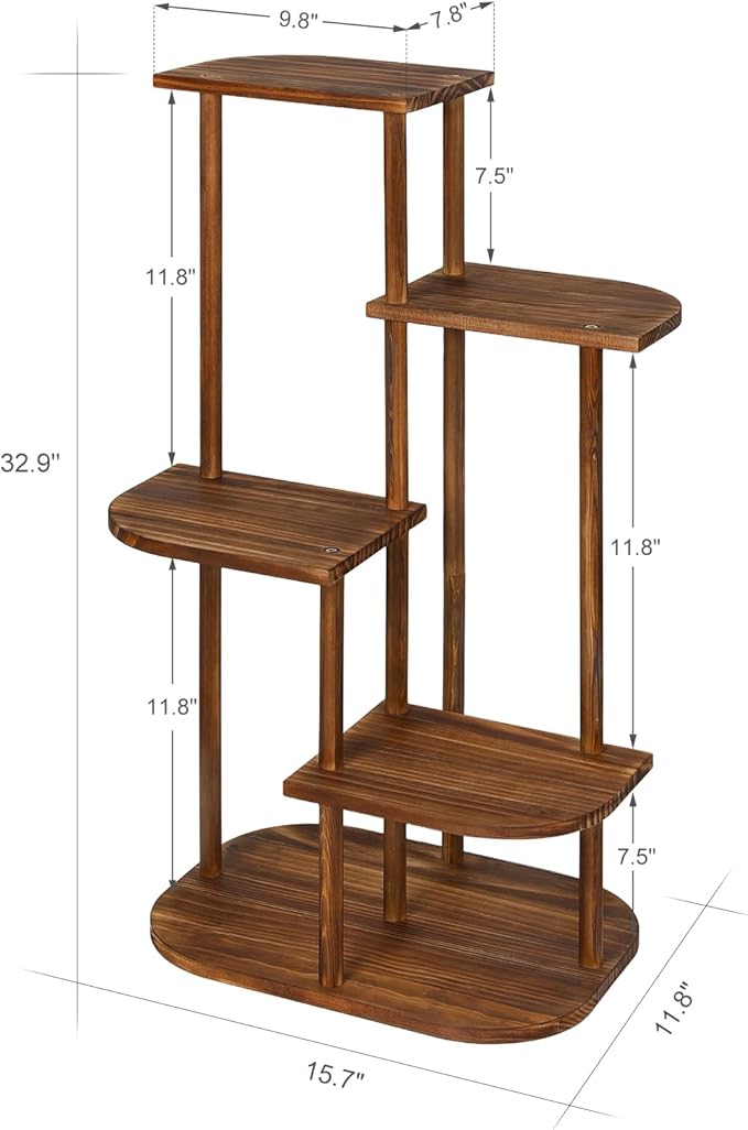 Jotsport 5 Tier Wood Plant Stand for Multiple Plants Indoor Plant Shelf Multi-Tier Flower Pot Holder Corner Display Rack