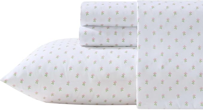 Laura Ashley - Kids Sheet Set, Ultra-Soft & Breathable Toddler Bedding with Matching Pillowcases, Wrinkle-Resistant, Ideal Girl Room Essentials (Wood Violet Green, Queen)