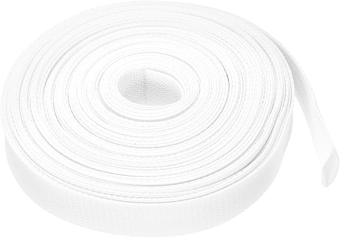 uxcell Expandable Sleeving, 1-inch 50ft Cable Sleeve, White