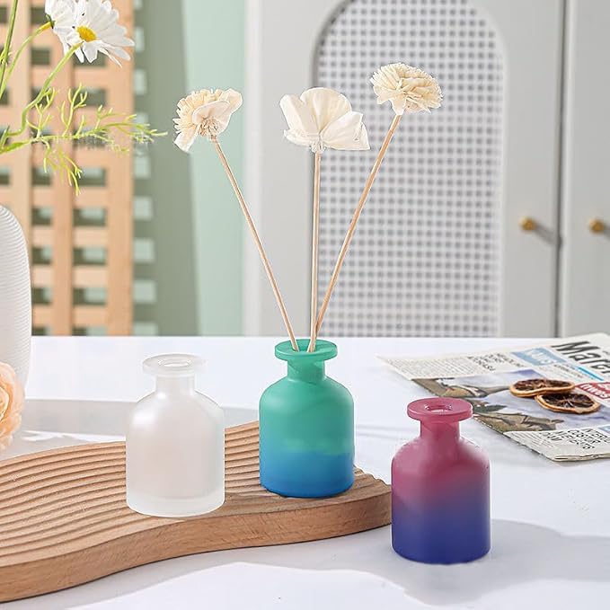 Glass Diffuser Bottles Empty Refillable Glass Container Jar 150ml / 5oz Fragrance Accessories DIY Replacement Diffuser Sticks Sets for Essential Oils Reed Sticks Crafts Spa Home Decoration (White)