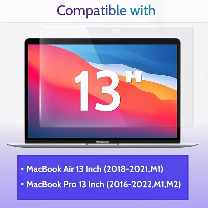 Peslv 3-Pack Anti Blue Light Screen Protector for MacBook Air 13 Inch(2018-2021,M1)&MacBook Pro 13In(2016-2022,M1,M2), 13.3" Mac Laptop Glare Filter Uv Blocker Shield Cover Eye Protection Film