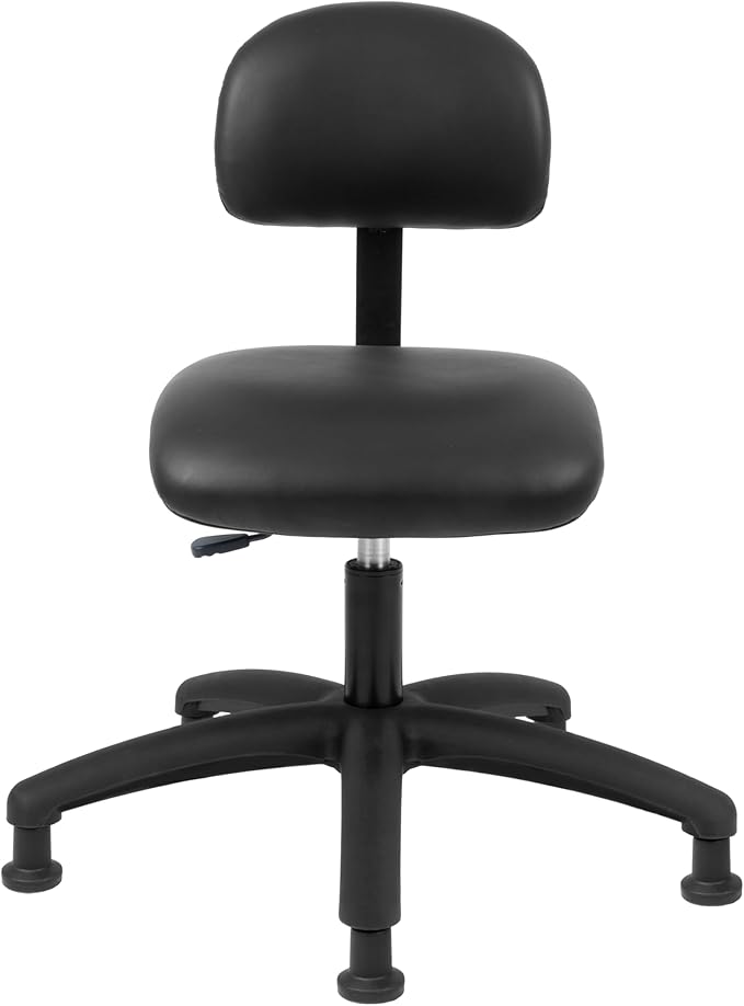 Chair Master FSS Series Square seat Medium (20"-28") seat Height Chair. Vinyl-for Office, Garage, Desk, Shop, Computer, Doctor, Medical, Easy to Clean! No Footring (Black, Medium, Glides)