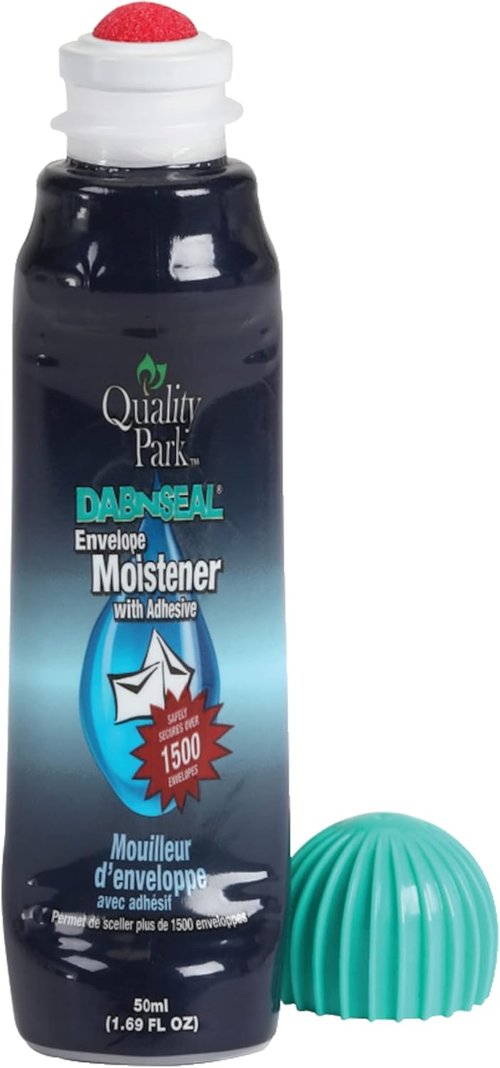 Quality Park Dab-N-Seal Envelope Moistener - 50ML Adhesive Bottle, Pack of 4 for Easy Sealing