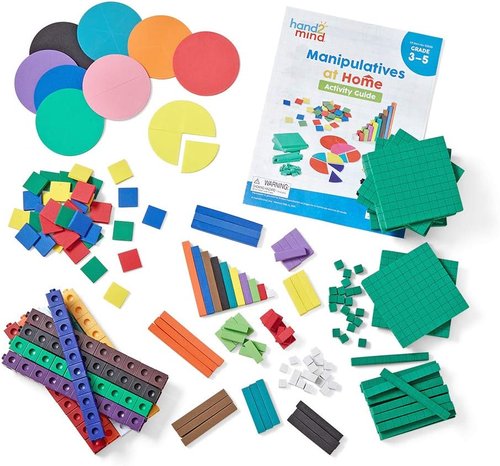 Hand2Mind Take Home Math Manipulatives Kit - 293 Pieces with Snap Cubes, Base Ten Blocks & More