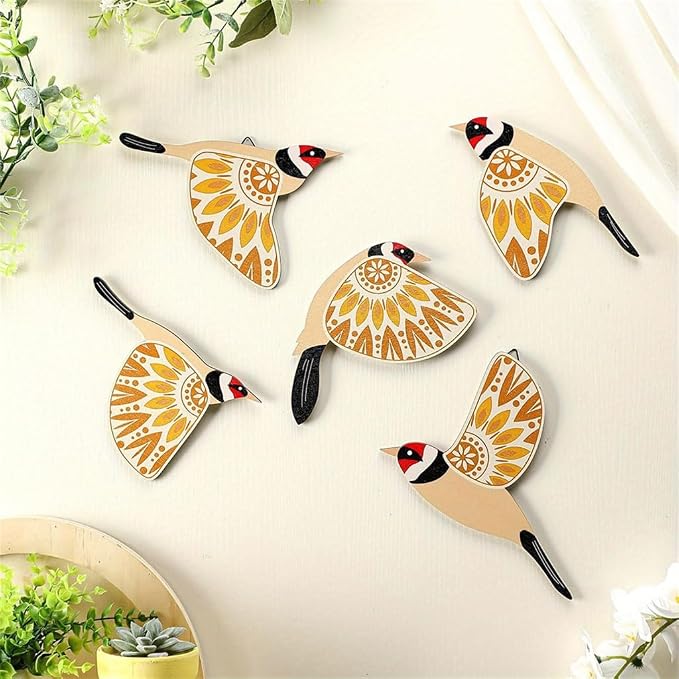 5PCS Wooden Bird Wall Hanging Decors Gift for Bird Enthusiasts Home Decors Gift