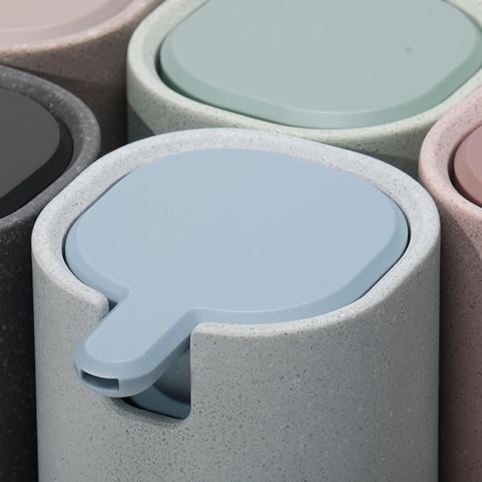 LINE+ARC Modern Easy-to-Press Soap Dispenser (Slate). No-Rust Cute Bathroom Gray Marble Kitchen Sink Ergonomic Liquid Lotion Shampoo Conditioner