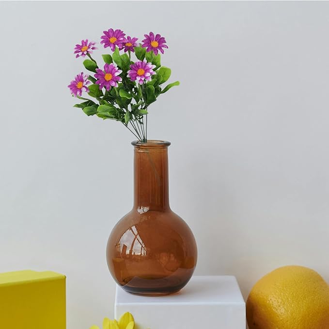 LOGOFUN 20pcs Artificial Chrysanthemum Daisy Bouquet Faux Plastic Flowers for Home Garden Decor