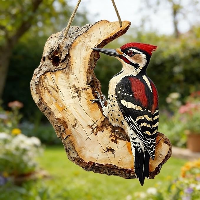 Vintage 2D Bird Wooden Signage, Handmade Boxwood Bird Wall Hanging, Rustic Farmhouse Robin Birds Wall Decor, Garden Flower Birds Market Porch Home Photo Background for Indoor and Outdoor Use
