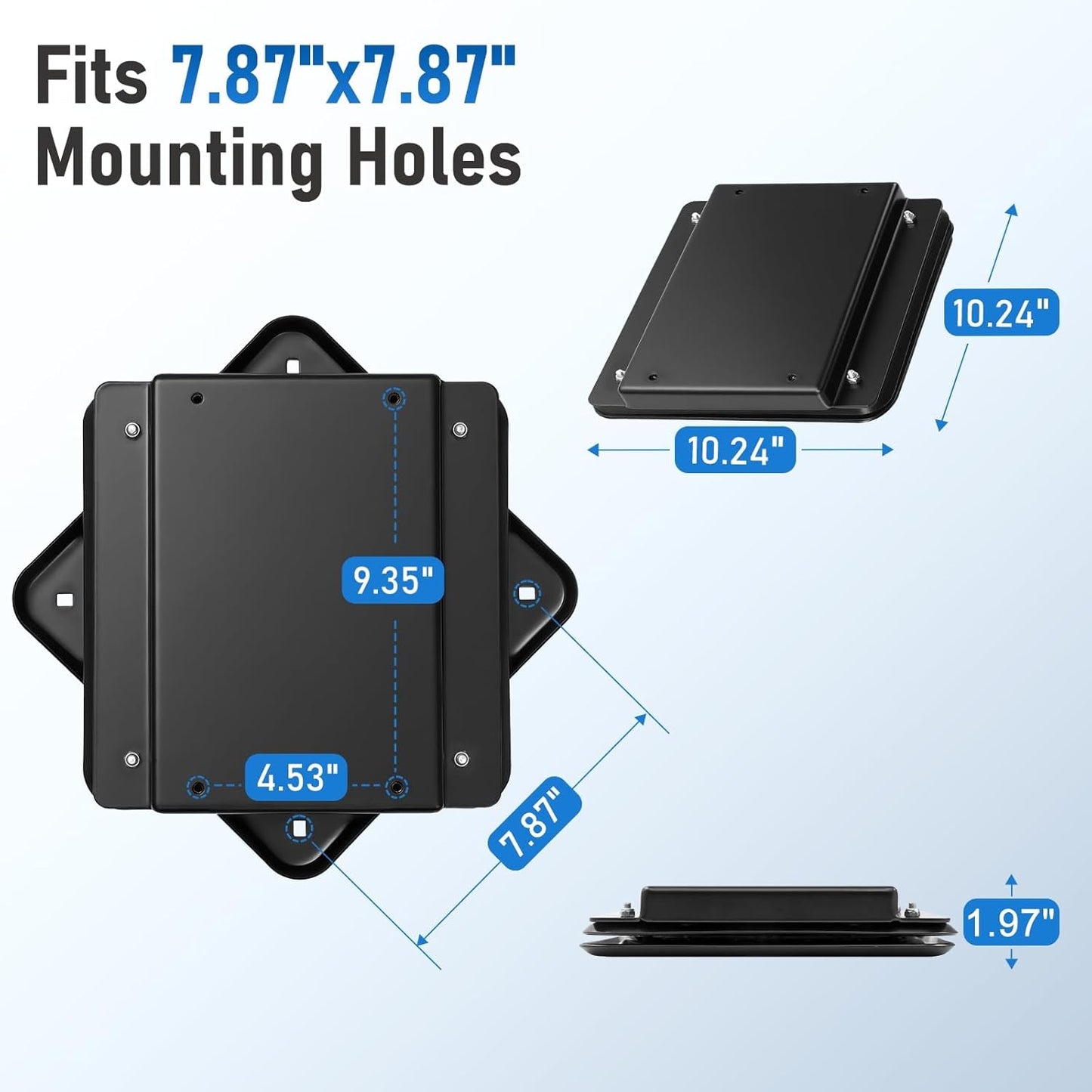 TOPSKY 360° Rotation Ceiling TV Mount - Heavy-Duty Turntable Accessory, 10.24"x10.24" Compatible