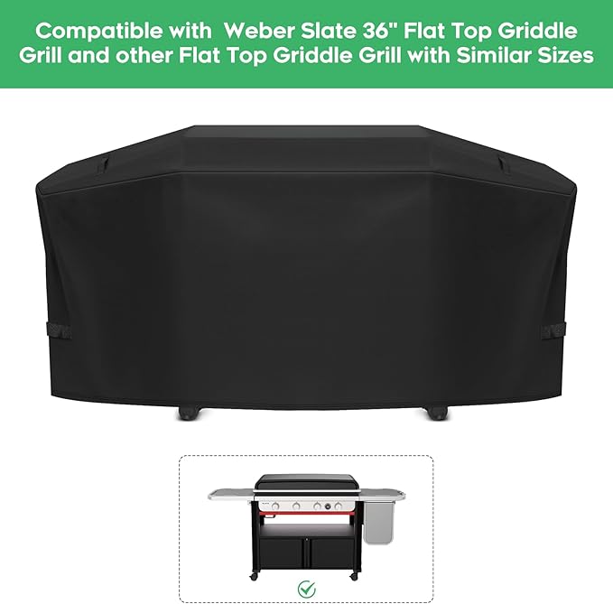 EZ-DONGTENG Heavy-Duty 600D Grill Cover fit for Weber Slate 36" Flat Top Griddle Grill，3400120 Weber Slate 36" Griddle Outdoor Waterproof Griddle Cover