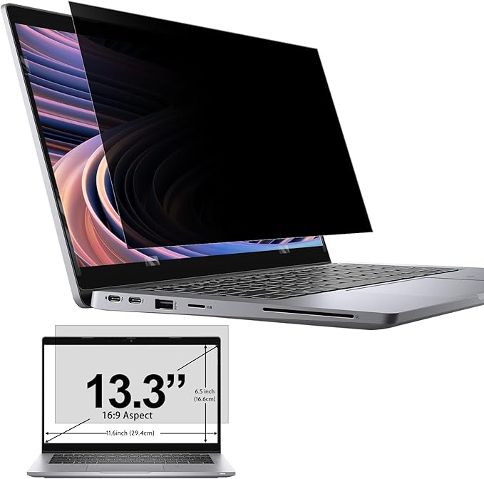IPROKKO Laptop Privacy Screen 13.3 Inch Compatible With Hp, Dell, Acer, Lenovo, Thinkpad, Samsung, Asus, Sony, Removable 16:9 Aspect Laptop Privacy Shield, Anti Blue Light Glare 13.3 Inch Laptop Priva