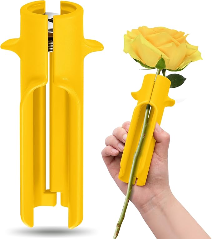 Lasnten 1 Piece Rose Thorn Stripper Tool Thorn Remover for Roses Leaf Stripper Tool Flower Stem Cleaner Cutter to Removal Leaf for Home Flower Shop Gardening Floral Arrangement (Yellow)