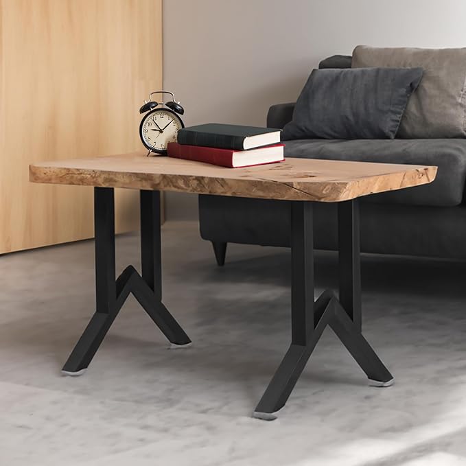 19 Inch Metal Table Legs, Heavy Duty Industrial Metal Coffee Table Desk Legs Set of 2 Mid Century Home DIY Projects Furniture Feets with Adjustment Feet Pads(Bear Up to 800lb)