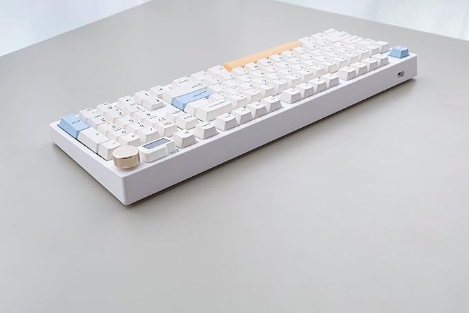 NJ98 Wireless Custom Mechanical Keyboard with Screen Knob 96% Hot Swappable RGB Keyboard Mac Windows (White, Barss Plate - Box Taro Ice Cream Pro)