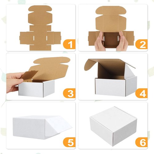 Eupako Small Shipping Boxes - 6x4x3 White Corrugated Cardboard | 25 Pack for Small Business Packaging