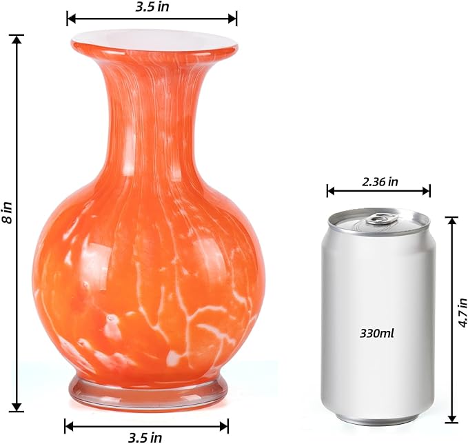 KAMMAK Colored Glass Vase, Beautiful Hand Blown Decorative Vase, Modern Art Vase for Flower Mantle Dining Table Centerpiece, Entryway Living Room Wedding Decoration, HR004