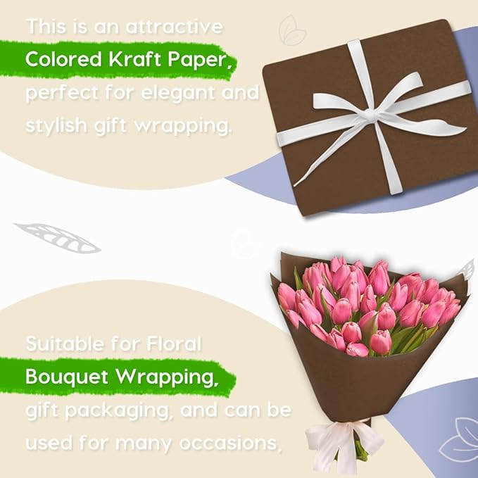 PerkHomy Coffee Kraft Paper Roll 36" x 3,600" (300') for Gift Wrapping Bouquet Flower Art Painting Craft Writing Packaging Shipping 80GSM 55LB (Coffee, 36" x 300')