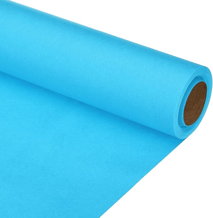 PATIKIL Wrapping Paper, 15"x400"(33') Bulletin Board Paper Roll Kraft Paper Roll Construction 80GSM for Shipping Packing Gift Wrapping Craft Flower Bouquet Christmas, Light Blue