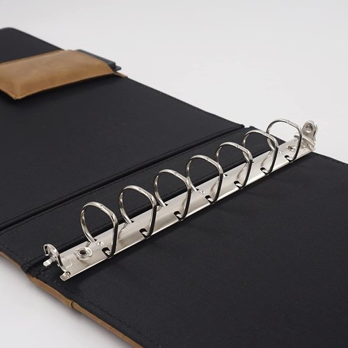 Office Werks Executive Check Binder - 7 Ring Zippered Portfolio with Calculator & Pen, Brown | Holds 200 Sheets