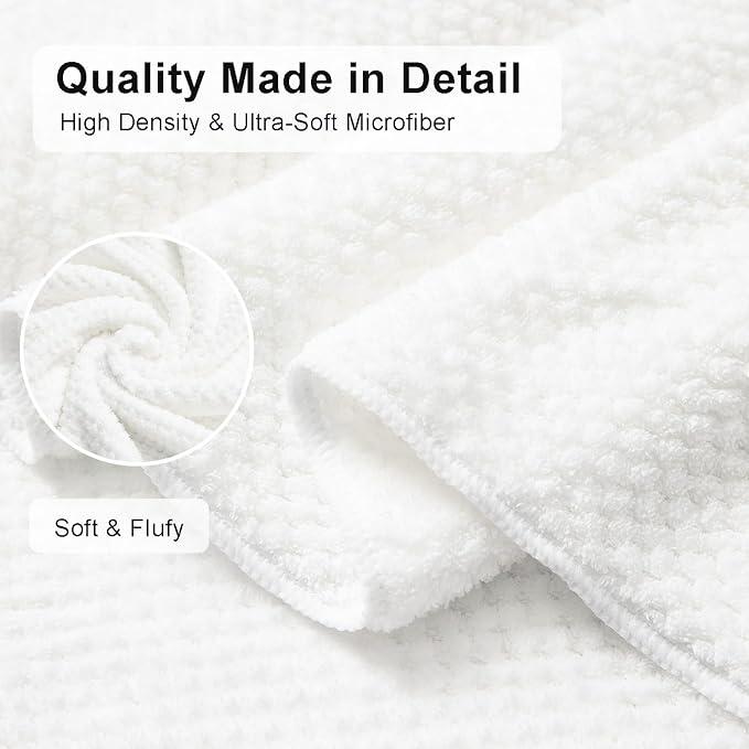 8 Piece Large White Family Bath Towel Set-2 Oversized Bath Towel Sheets,2 Hand Towels,4 Washcloths-600GSM Soft Highly Absorbent Quick Dry Beach Chair Towels Woven Towels for Bathroom Hotel and Spa