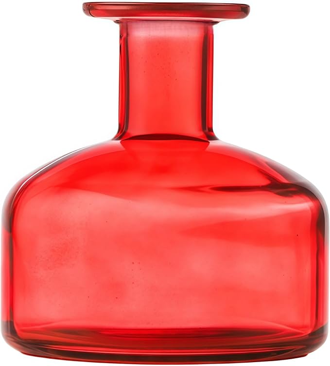 Red Empty Glass Reed Diffuser Bottles,300ml Refillable Diffuser Bottle for Essential Oils,Aromatherapy Container for DIY Replacement Diffuser,Fragrance Decoration,Crafts Decor,Small Flower Vase